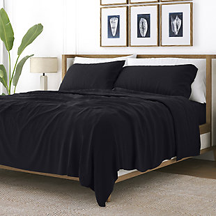 4 Piece Premium Ultra Soft King Bed Sheet Set, Black, large