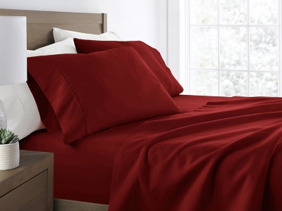 4 Piece Premium Ultra Soft King Bed Sheet Set, Burgundy, large