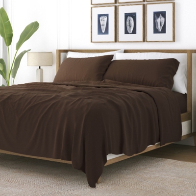 4 Piece Premium Ultra Soft King Bed Sheet Set, Chocolate, large