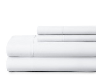 Create your own heavenly haven with this 3-piece sheet set. Woven of the finest imported double-brushed yarns for a new level of indulgence and breathability, soft-to-the-touch microfiber will stay smooth and wrinkle free for years of easy-care comfort. Available in a variety of coordinating colors for an irresistibly luxurious impression.Includes flat sheet, fitted sheet and 1 pillowcase | Made of 100% 90 GSM microfiber | Double-brushed for outstanding comfort | Hypoallergenic and antimicrobial for allergy sufferers and sensitive skin | 16" deep pocket fitted sheets, perfect for oversized mattresses | Machine washable | Imported