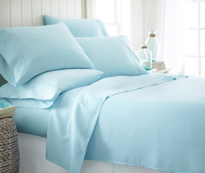 6 Piece Luxury Ultra Soft California King Bed Sheet Set, Aqua, large