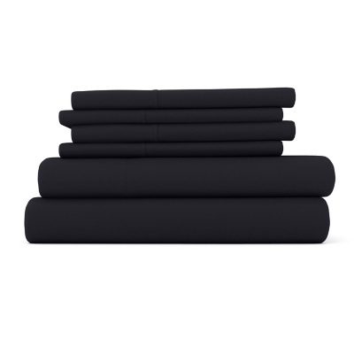 6 Piece Luxury Ultra Soft California King Bed Sheet Set, Black, large