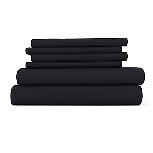 6 Piece Luxury Ultra Soft California King Bed Sheet Set, Black, rollover