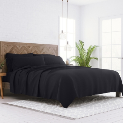6 Piece Luxury Ultra Soft California King Bed Sheet Set, Black, large
