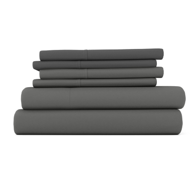 6 Piece Luxury Ultra Soft California King Bed Sheet Set, Gray, large