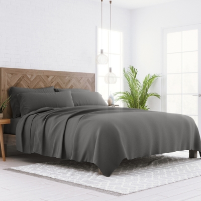 6 Piece Luxury Ultra Soft California King Bed Sheet Set, Gray, large