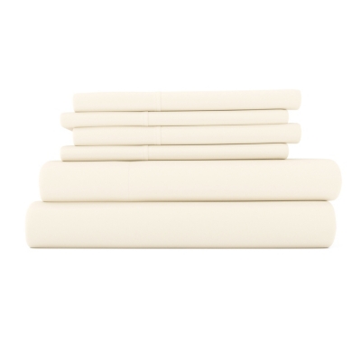 6 Piece Luxury Ultra Soft California King Bed Sheet Set, Ivory, large
