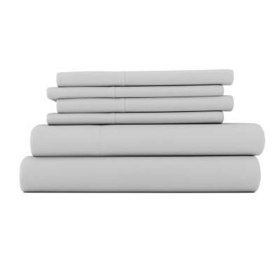6 Piece Luxury Ultra Soft California King Bed Sheet Set, Light Gray, large