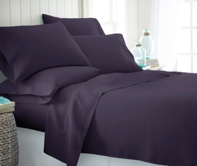 6 Piece Luxury Ultra Soft California King Bed Sheet Set, Purple, large