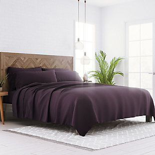 6 Piece Luxury Ultra Soft California King Bed Sheet Set, Purple, large