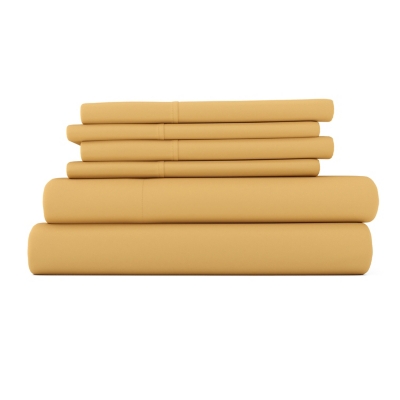 6 Piece Luxury Ultra Soft Full Bed Sheet Set, Gold, large