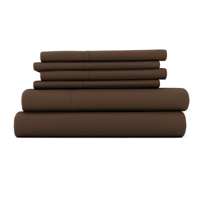6 Piece Luxury Ultra Soft King Bed Sheet Set, Chocolate, large