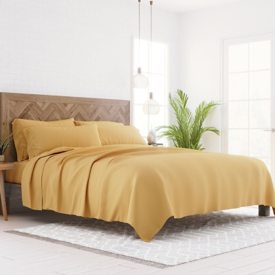 6 Piece Luxury Ultra Soft King Bed Sheet Set, Gold, large