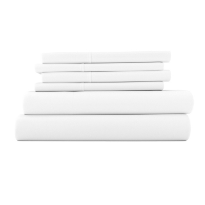 6 Piece Luxury Ultra Soft King Bed Sheet Set, White, large