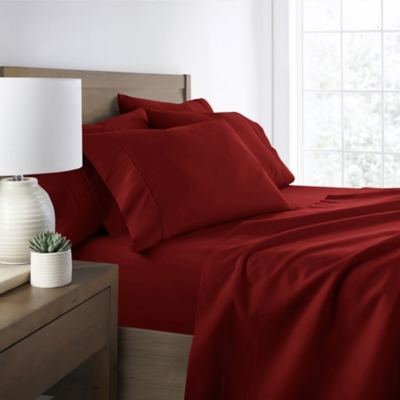 6 Piece Luxury Ultra Soft Queen Bed Sheet Set, Burgundy, large