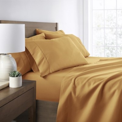 6 Piece Luxury Ultra Soft Queen Bed Sheet Set, Gold, large