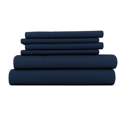 6 Piece Luxury Ultra Soft Queen Bed Sheet Set, Navy, large