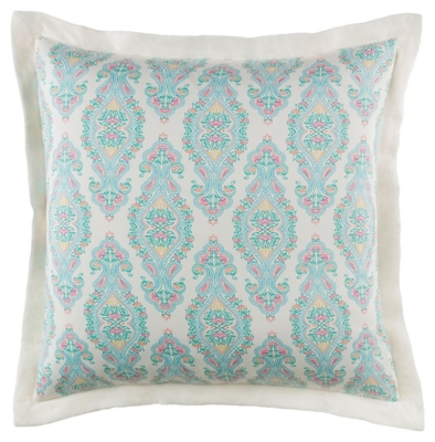 Transitional Euro Sham, Aqua/Bright Pink/White, large
