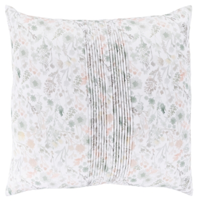 Watercolor Design Euro Sham, Ivory/Sea Foam/Peach, rollover