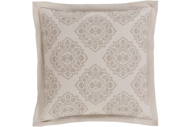Taking a soft, subtle approach to high-style bedding, this euro sham with pretty pattern and marvelously muted palette is the essence of serenity. Whether your aesthetic is traditional, modern or boho chic, what an easy-elegant look that complements so many settings.Pillow sold separately | Made of cotton/linen | Imported | Machine washable