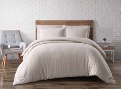 Linen Brooklyn Loom Full/Queen Duvet Set, Cream, rollover