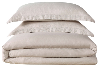 Linen Brooklyn Loom Full/Queen Duvet Set, Cream, large
