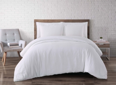 Linen Brooklyn Loom Full/Queen Duvet Set, White, large