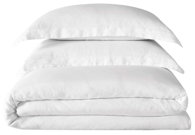 Linen Brooklyn Loom Full/Queen Duvet Set, White, rollover
