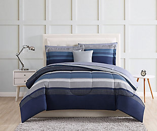 Striped 212 Carlyle Twin XL Bed in a Bag, Blue, rollover