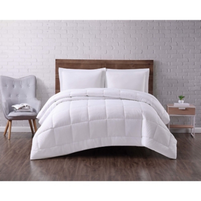 Microfiber Truly Soft Seersucker Down Alternative Twin XL Comforter, White, rollover