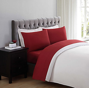 Microfiber Truly Soft Twin XL Sheet Set, Red, rollover