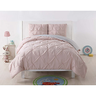 2 Piece Twin XL Comforter Set, Blush/Gray, rollover