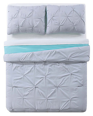2 Piece Twin XL Comforter Set, Gray/Turquoise, large