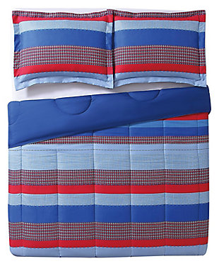 Prep your space with pattern. Designed with comfort in mind, this utterly charming bedding set caters to your sense of luxury as you drift off to a true-blue dreamland.Includes comforter and 2 shams | Made of microfiber | Polyester fiber fill | Imported | Machine washable