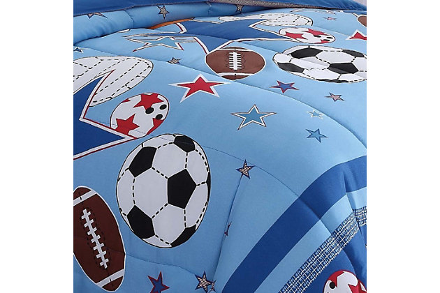 Create room for self-expression with this fun bedding set. Encourage your child’s interests and delight them with their favorite thing. Rest assured, they’ll happily drift off to dreamland in a space that’s uniquely theirs.Includes comforter and sham | Made of microfiber | Polyester fiber fill | Imported | Machine washable