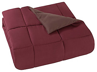 2 Piece Twin XL Comforter Set, Brown/Burgundy, large