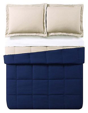 2 Piece Twin XL Comforter Set, Khaki/Navy, large