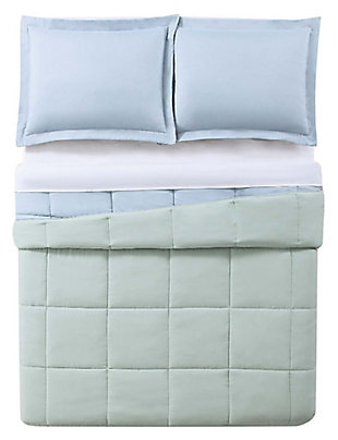 2 Piece Twin XL Comforter Set, Light Blue/Sage, large