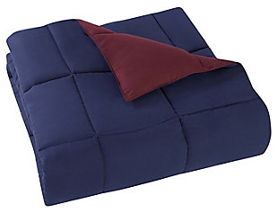 2 Piece Twin XL Comforter Set, Navy/Burgundy, large