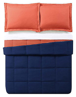 2 Piece Twin XL Comforter Set, Navy/Orange, large