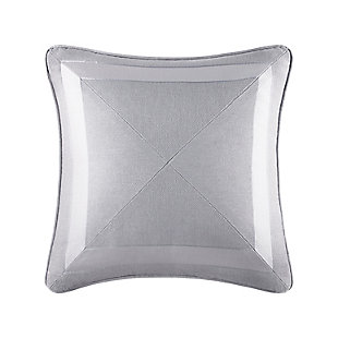 Polish your home with the shining geometry of this decorative pillow. The modern design combines with a classic color to create simple elegance for your room. Toss it anywhere to create a designer look, this sterling accent takes your decor from rags to riches in an instant.Made of 100% polyester | 18" square | Soft polyfill | Spot clean | Imported