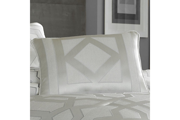 Polish your home with the shining geometry of this decorative pillow. The modern design combines with a classic color to create simple elegance for your room. Toss it anywhere to create a designer look, this sterling accent takes your decor from rags to riches in an instant.Made of 100% polyester | 15" x 20" | Soft polyfill | Spot clean | Imported