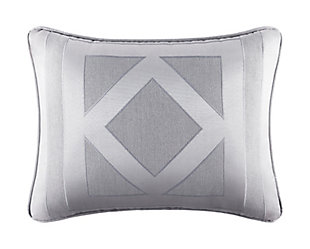 Polish your home with the shining geometry of this decorative pillow. The modern design combines with a classic color to create simple elegance for your room. Toss it anywhere to create a designer look, this sterling accent takes your decor from rags to riches in an instant.Made of 100% polyester | 15" x 20" | Soft polyfill | Spot clean | Imported