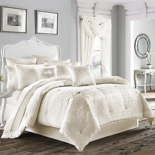 Woven Jacquard 4-Piece Queen Comforter Set, White, large