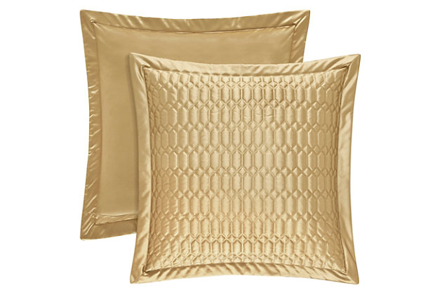 Add some luxury to your bedroom with this glamorous Euro sham. Made of highly constructed satin, this piece brings elegance to any bedroom.Made of 100% polyester | Plush polyfill | 1 euro sham | Zipper closure | Dry clean only | Imported