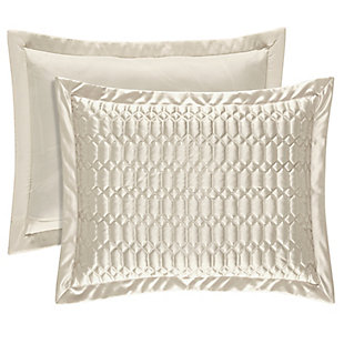Add some luxury to your bedroom with this glamorous pillow sham. Made of highly constructed satin, this piece brings elegance to any bedroom.Made of 100% polyester | Plush polyfill | 1 standard sham | Zipper closure | Dry clean only | Imported