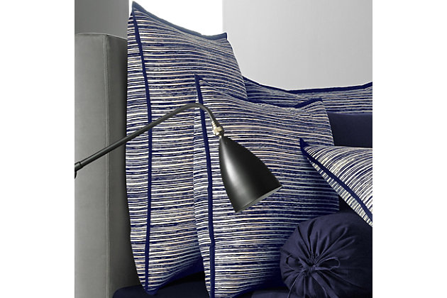 Update your bedroom with the uniquely modern style of this Euro sham. The striking print features contrasting brushstrokes to create a textured stripe for a refined, contemporary look that complements any decor.Made of 100% brushed cotton twill | Plush polyfill | 1 euro sham | Zipper closure | Machine wash | Imported