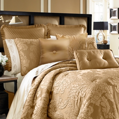 Five Queens Court Colonial 4-Piece California King Comforter Set, Gold