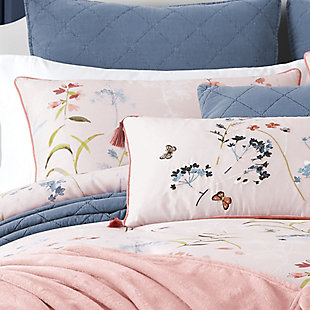 Completely covered in a beautiful floral print, this comforter set breathes fresh life into your bedroom. With blossoming florals printed on soft cotton, these cozy pieces add a certain serenity to any bedroom. Complete your space with comfortable style.Made of 100% cotton | Plush polyfill | 1 full/queen comforter | 2 standard shams | Machine wash | Imported