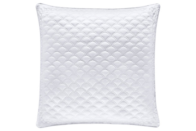Add some luxury to your bedroom with this updated decorative pillow. A matte satin captures the light in any bedroom. Detailed with an elegant foulard and damask embroidery, this piece elevates your space to something special.Made of 100% polyester | Plush polyfill | 20" square | Dry clean only | Imported